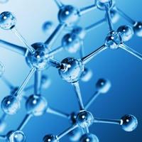 Molekylser mot blå bakgrund